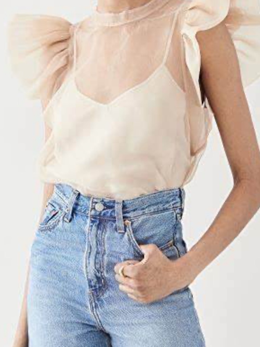 Jonathan Simkhai Sheer Blush Organza Blouse